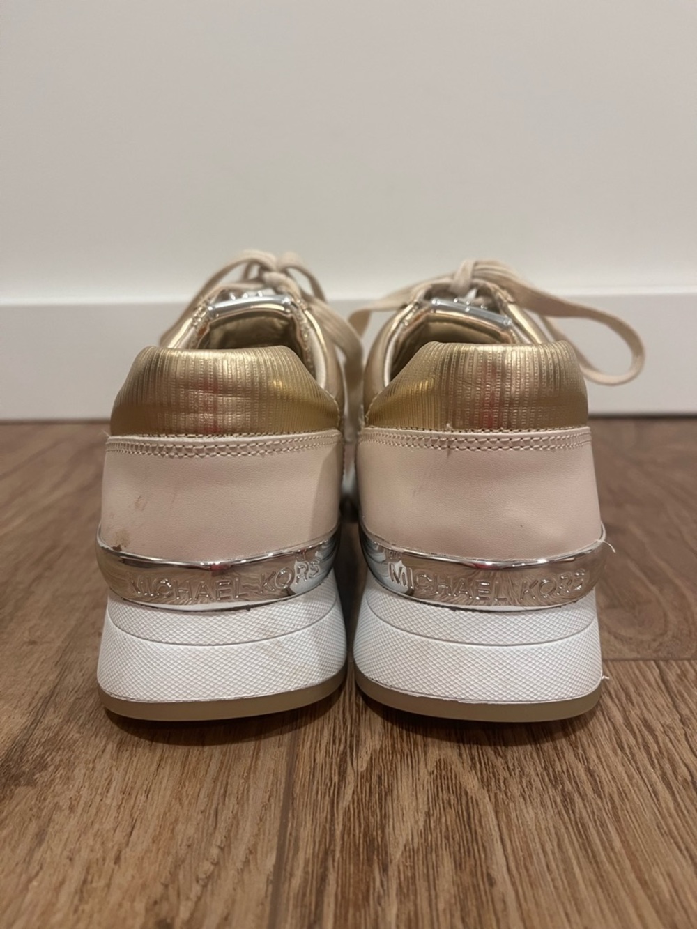 Michael Kors MK Allie Gold Silver Trainer Sneakers - Picture 7 of 14